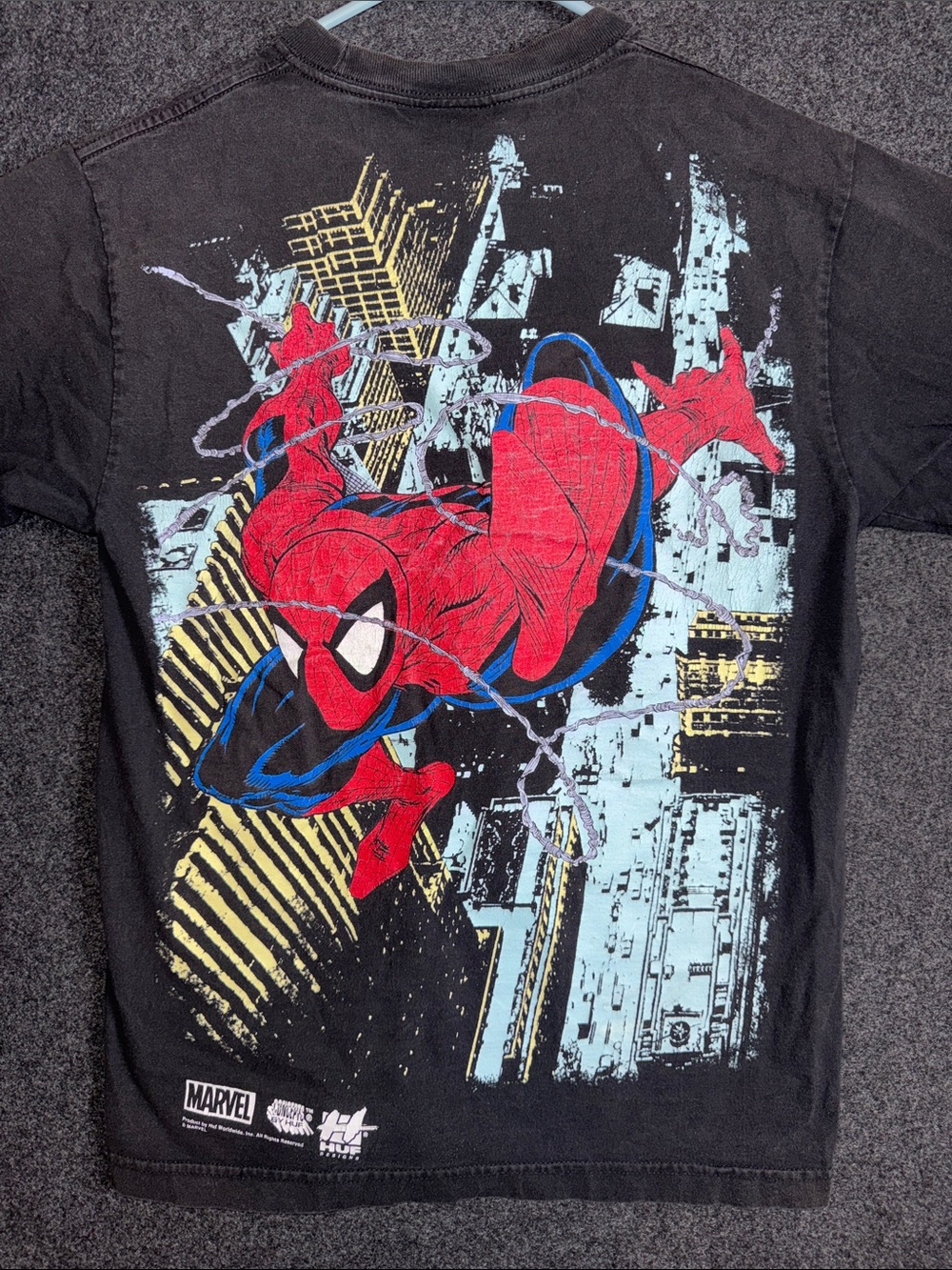 Marvel Black‎ Tee with Red & Blue Spider-Man Graphic